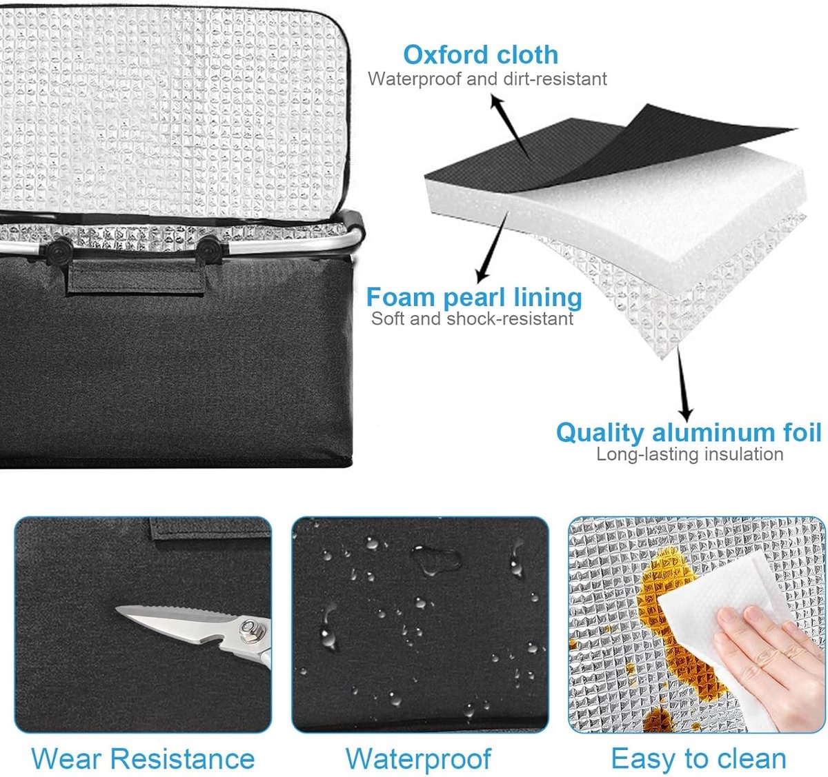 Grote Geïsoleerde Koeltas met Zijsteunen en Handvatten voor Comfortabel Winkelen en Picknicken