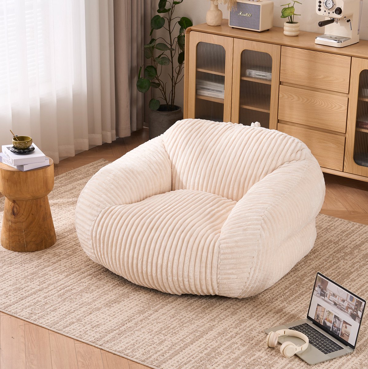 Wishdor - Zitzak - met rugleuning en foamvulling - loungestoel voor volwassenen - modern -