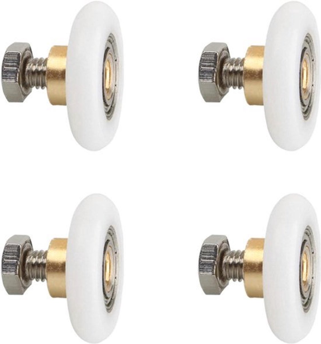 Douchedeurrollen - 4 stuks - 25 mm - voor badkamerdeuren