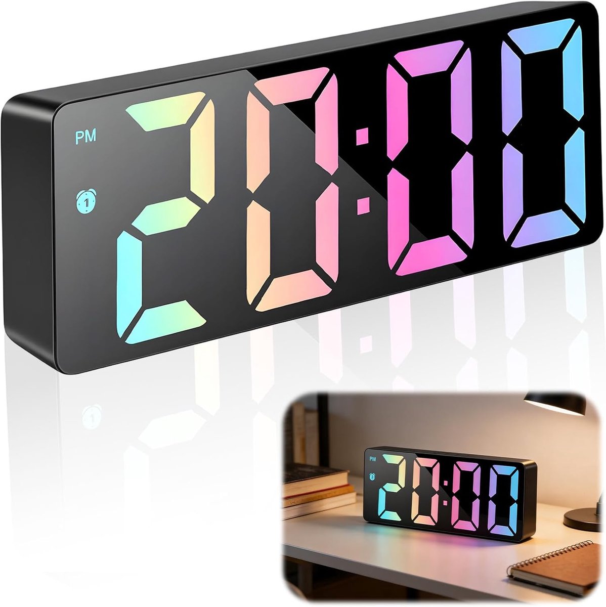 Digitale Wekker - LED Wekker met Kleurendisplay - USB en Batterij - Alarmklok voor Slaapkamer en Kantoor - Wekker met Datum en Temperatuur - Helderheid Instelbaar - Ideaal Cadeau