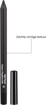 Zwarte Kohl Pencil 01 met dop, met tekst 'Zachte, romige textuur'.