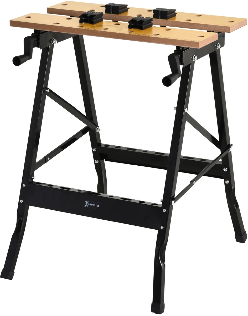 ITRONIQ Opvouwbare Werkbank - Multifunctionele Werktafel Met Gereedschapshouder - Zaagbok - Klemmen - 70 KG - 56 x 62 CM