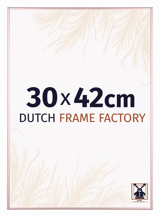 Fotolijst 30x42 cm van Dutch Frame Factory in koperkleurig aluminium, met veren-motief.