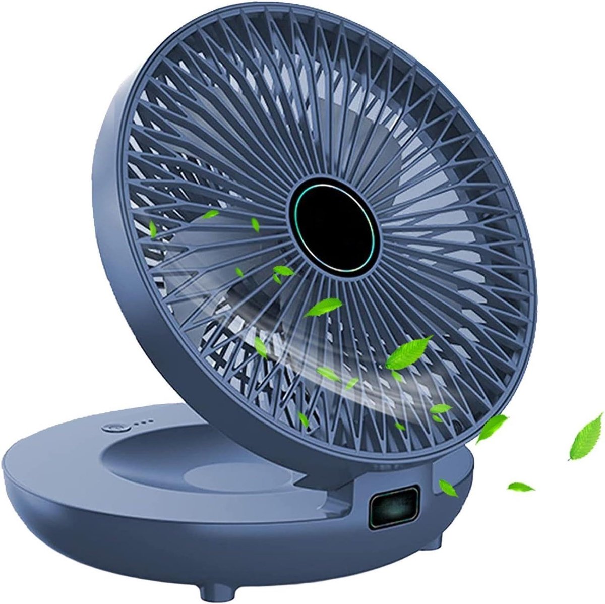Wandventilator - Draagbare ventilator - Luchtcirculatie - Opvouwbaar ontwerp - 9.4D x 20.5B x 9.4H cm - Blauw