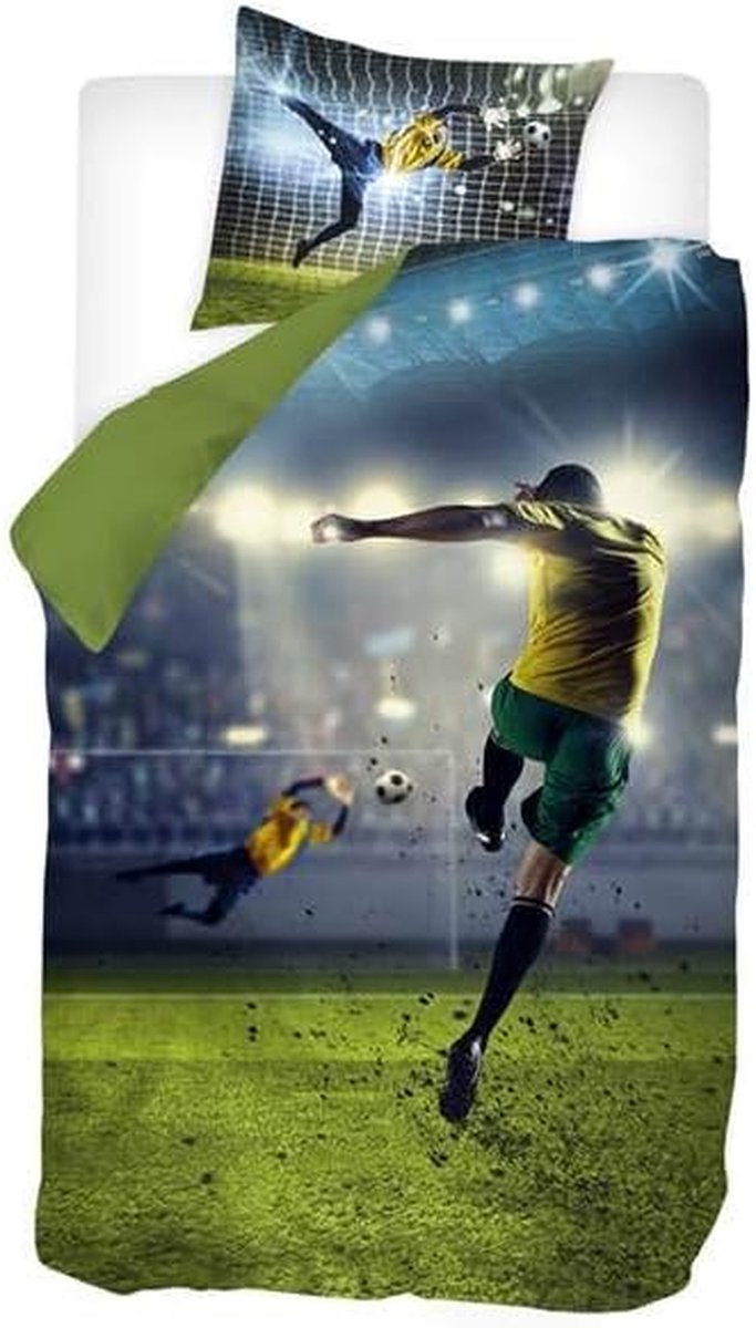 Bed Linnen Set - Dekbedovertrek Kussensloop - Slaapkamer Decoratie - Realistische Voetbalprint - 140x200/220 cm - Multicolor