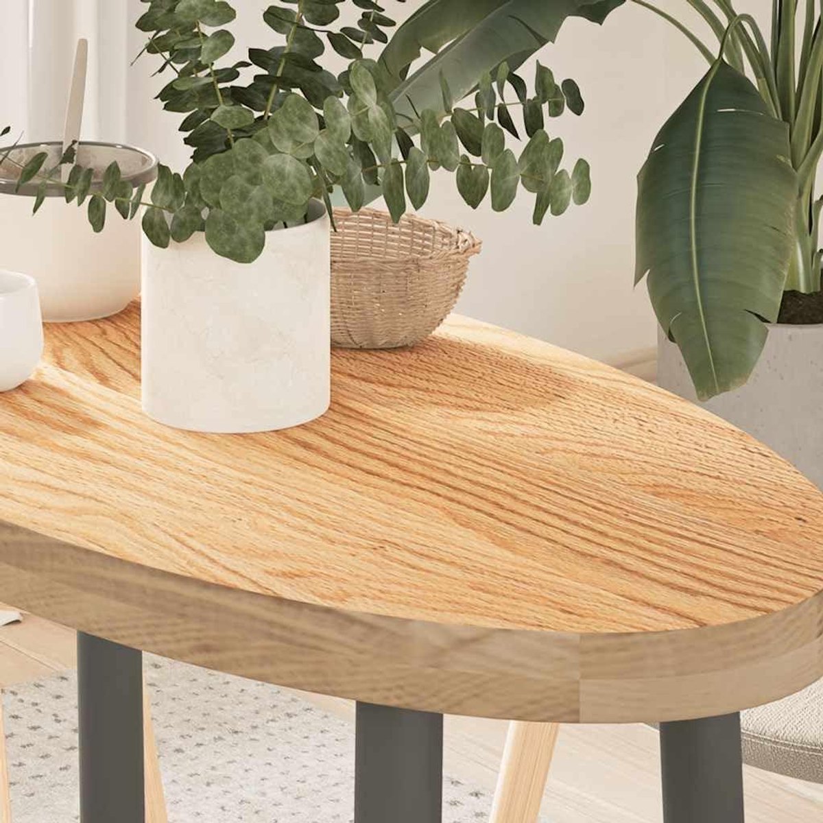 Ovaal Tafelblad - Houten Blad - Tafel Opknappen - Massief Eikenhout - 80 x 40 cm - Naturel
