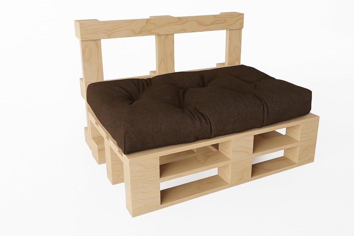 Palletkussen Set - Bankkussen Tuinkussen - Terras Ontspannen - Waterafstotend Linnenlook - 120 x 60 cm - Donkerbruin