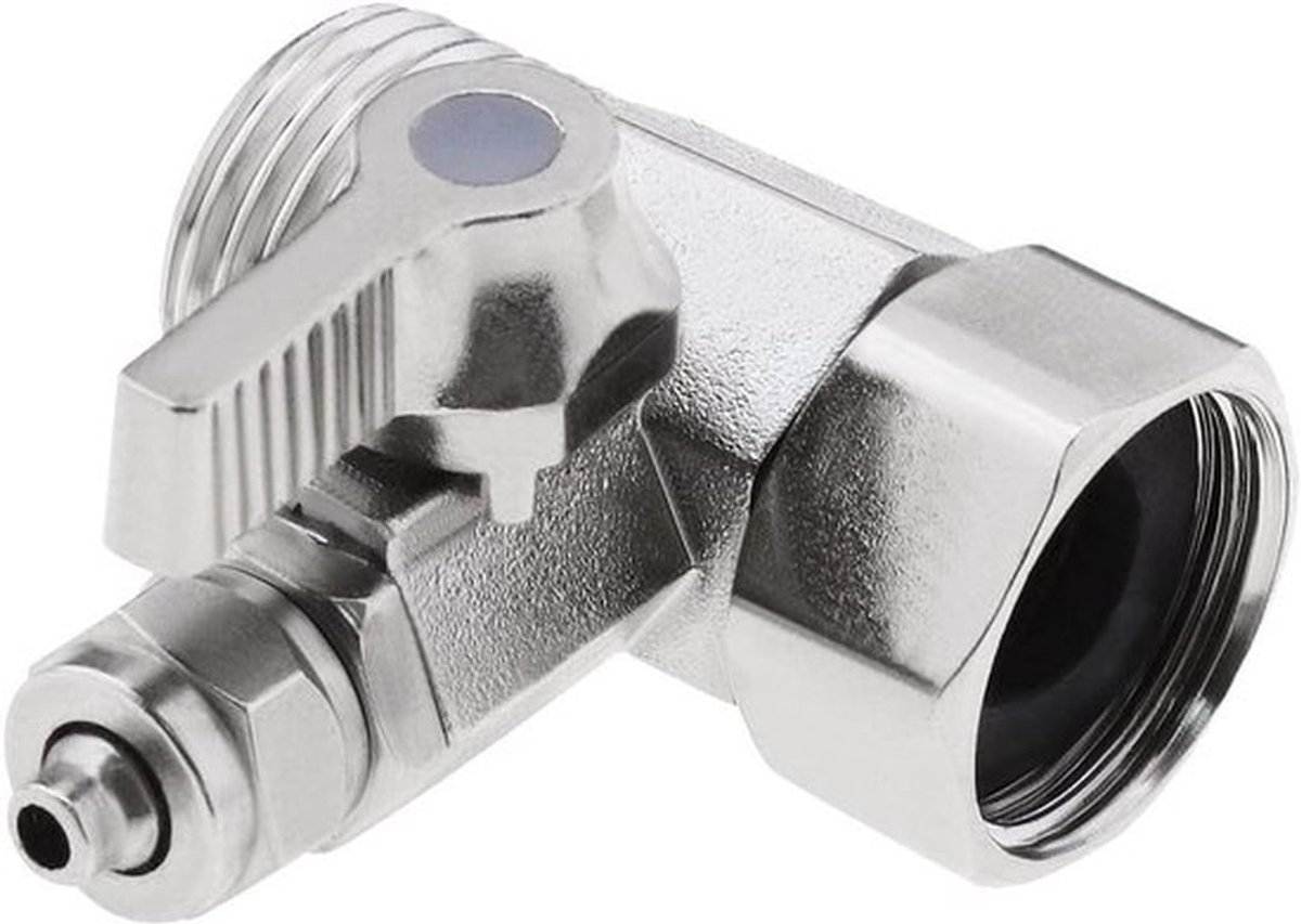 T-stuk Isolerende Klep 1/2 duim - Koppeling - Globeklep - Snell koppeling - Voedwateradapter - Drinkwaterfiltratieset - Onder gootstenen - Geschikt voor buis - Vrouwelijke X Mannelijke 1/2 duim X 1/4 duim - Grijs