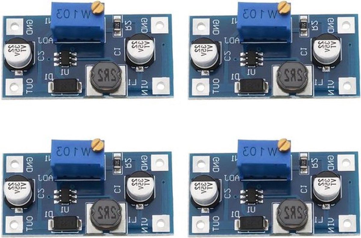 - Spanningsomvormer - Micro Boost - Verstelbaar - DC - Power Boost Bord - 32x16 mm - Spanningsconverter - LED-circuitventilatormotor - Geschikt voor - Wit/Apex-model - 4 stuks
