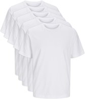 5 Pack - Jack & Jones Premium Soft Heren T-shirt - 100% organic Katoen - Ronde Hals - Wit L