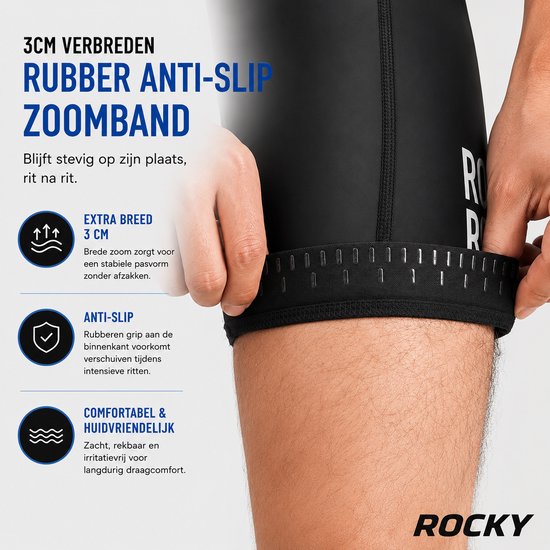 Rocky Fietsshort met Zeem - Fietsbroek - Wielrenbroek - Wielerbroek - Mountainbike - Fietskleding - Koersbroek - bibshort -Fietsbroek Heren met Zeem - Maat XXL — afbeelding 4