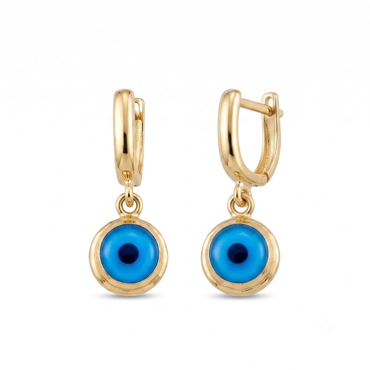 Gouden Oorhanger 25 mm 9.5 mm Boze Oog 14 karaats