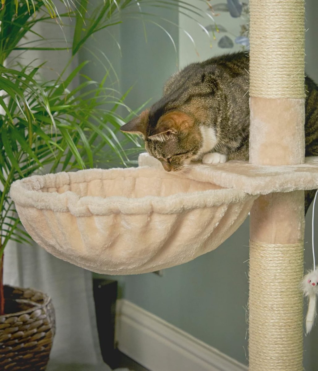 Hangmat voor Katten - Beige - Pluche Beklede Zitplaats - Extra Dik Metalen Frame - Voor Katten