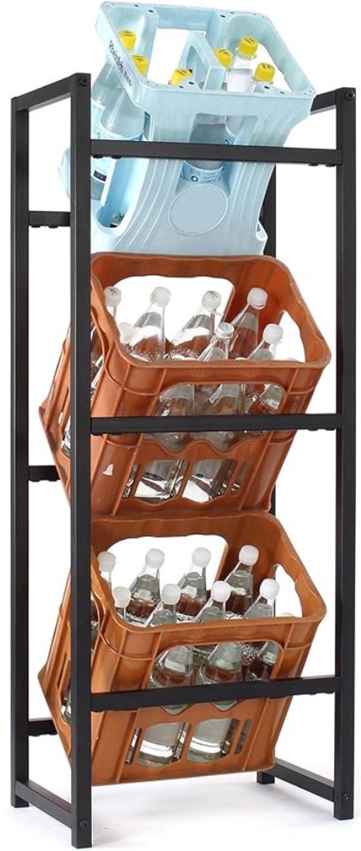 Verte Krattenrek - Krattenrek voor 3 Kratten – Dozen - Flessen - Drankkratten – Stevig Staal – 47 x 31 x 116 CM