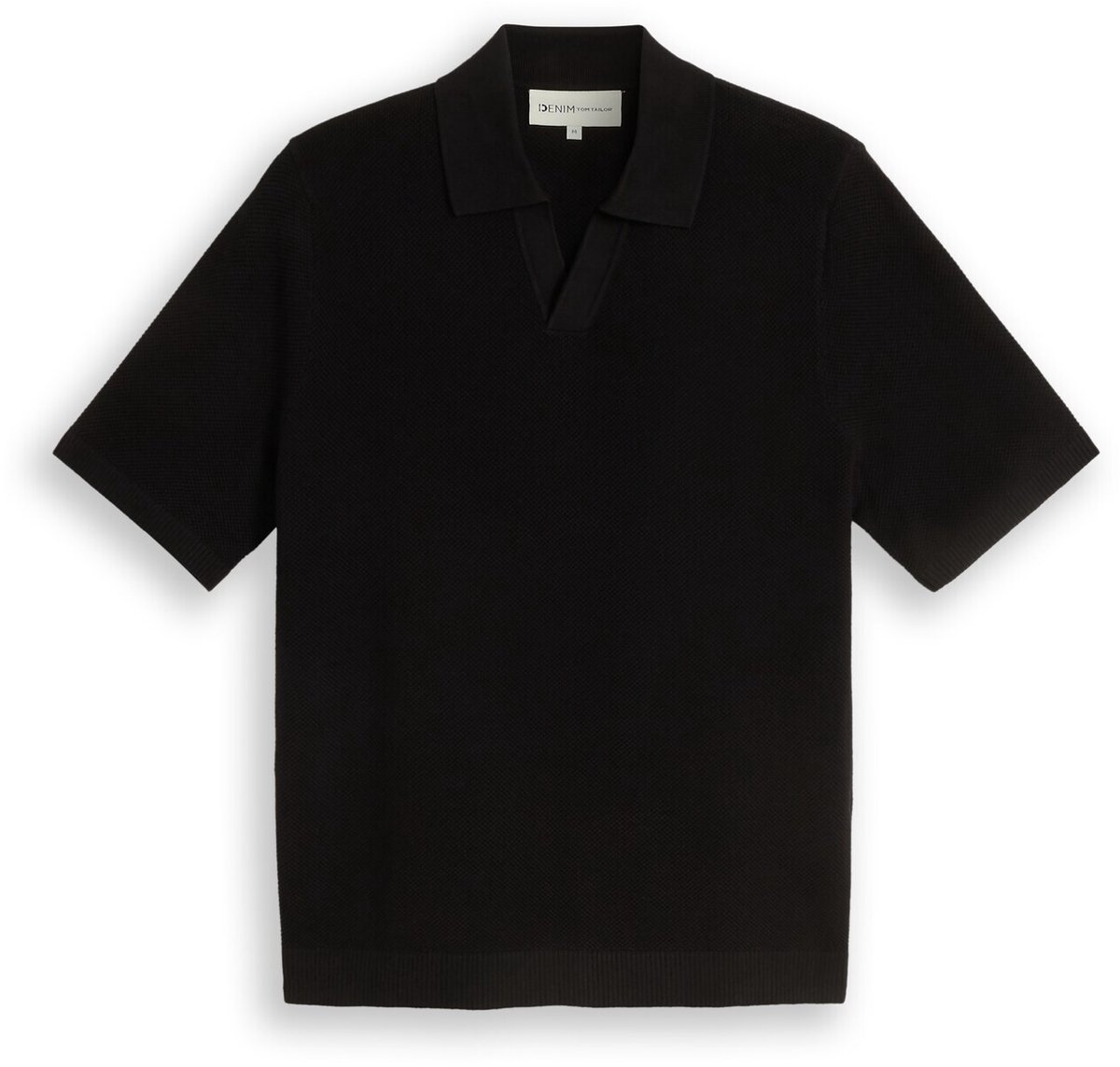 Tom Tailor Denim - Piqué gebreid poloshirt van katoen - Maat M - Black