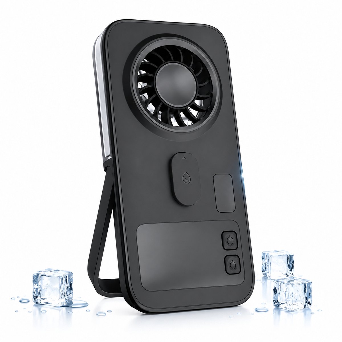 Handventilator met vernevelaar - Oplaadbare mini ventilator - Draagbare handfan met waterspray voor verkoeling - Stille ventilator voor vakantie, strand, festival en outdoor - 2000mAh - Zwart