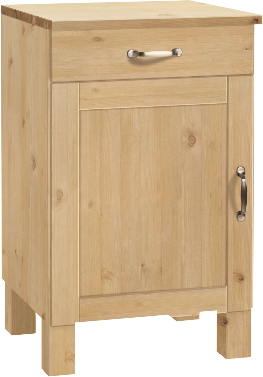 Notio Living Alby Onderkast met Lade en Deur - Naturel Massief Grenen - 50 cm Bruin