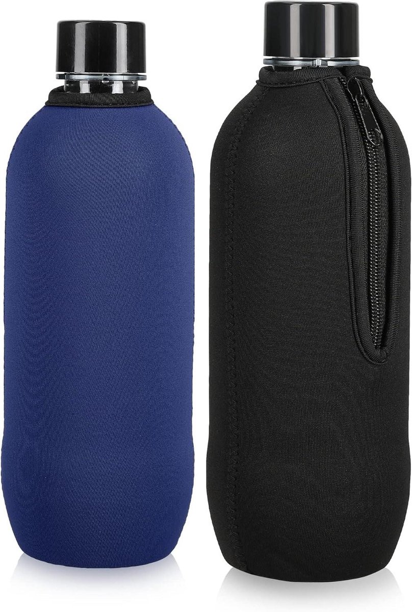 Flessenkoeler Hoezen - Koel Sleeve - Bruiswater Koel Houden - Flexibel Neopreen Materiaal - Voor 615 ml Fles - Zwart Blauw