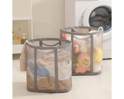 Wasmand - Opvouwbare wasmand - Grote wasmand -Wasmand met handvat - Grote Mesh Wasmand voor Kleding - Speelgoed en Opberging - Ademend Wasgoedmand voor Badkamer - Slaapkamer en Reis - Ruimtebesparend Design
