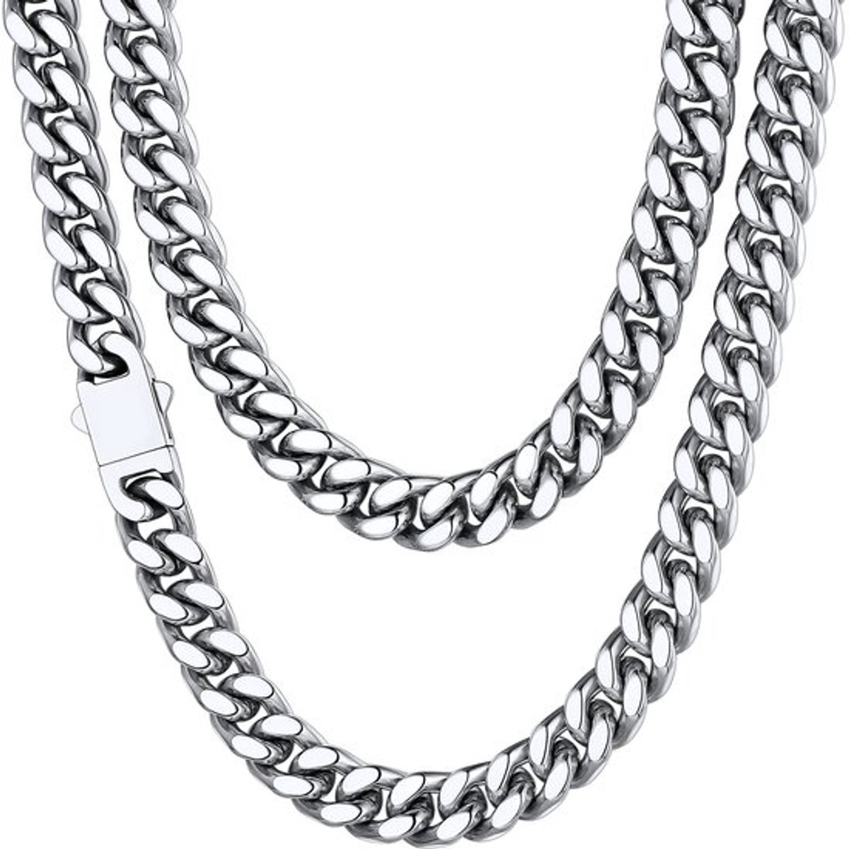 Cuban ketting voor mannen en vrouwen, roestvrij staal, curb ketting, breedte 5 mm/7 mm/9 mm/12 mm, kettinglengte 46 cm/51 cm/51 cm/61 cm/66/71 cm/76 cm/76 cm/76 cm/76 cm/76 cm/76 cm