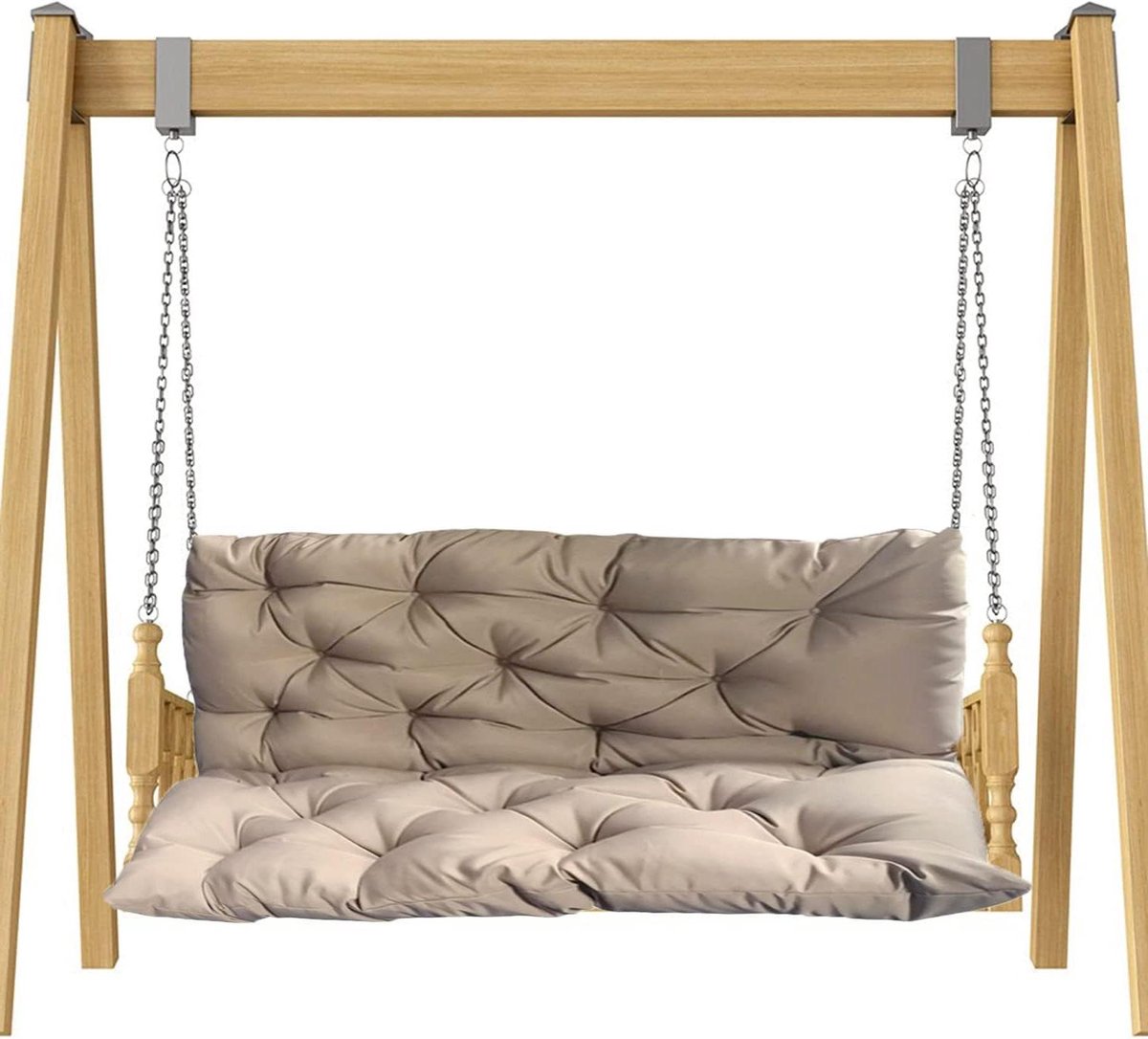 Dikke Tuinkussen - Bank Kussen - Buiten Zitten - Met Rugleuning - 150x50cm - Beige