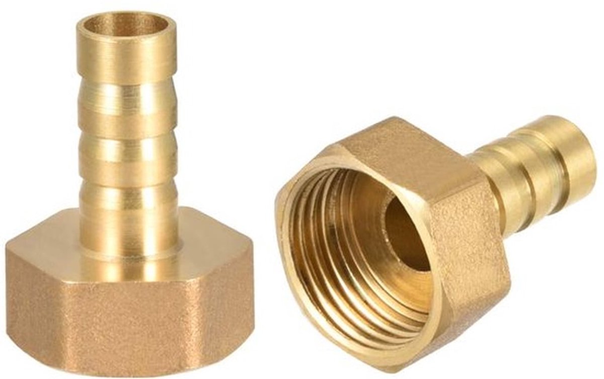 Pijpconnector, Messing Slang, 10 mm, Vrouwelijk Draad G1/2, Slangadapter, Verpakking van 2