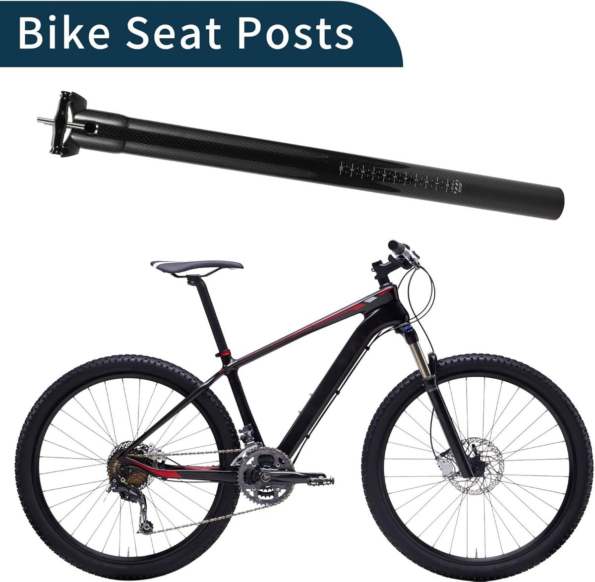 Koolstofvezel fietszadel zwart glanzend voor optimale comfort en prestaties 31,8 x 400 mm