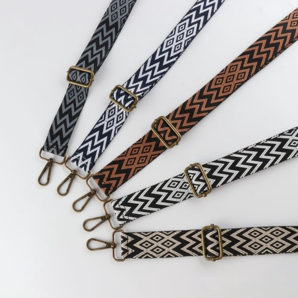 Verstelbare Schouderband voor Tassen, 3.8 cm Breed, Geschikt voor Laptop- en Duffeltassen, Lengte 70-135 cm, Duurzame Bronzen Gesp, Zwart/Geel, Comfortabel en Stijlvol