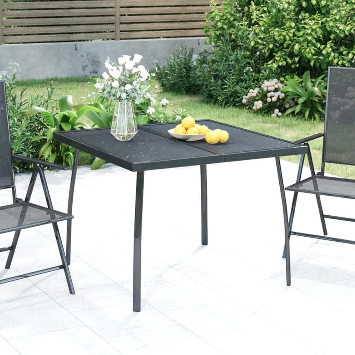 Buiten Salontafel - Tuinmeubeltafel Terrastafel - Balkon Picknick - Stalen Gaas - 100x100x72 cm - Antraciet