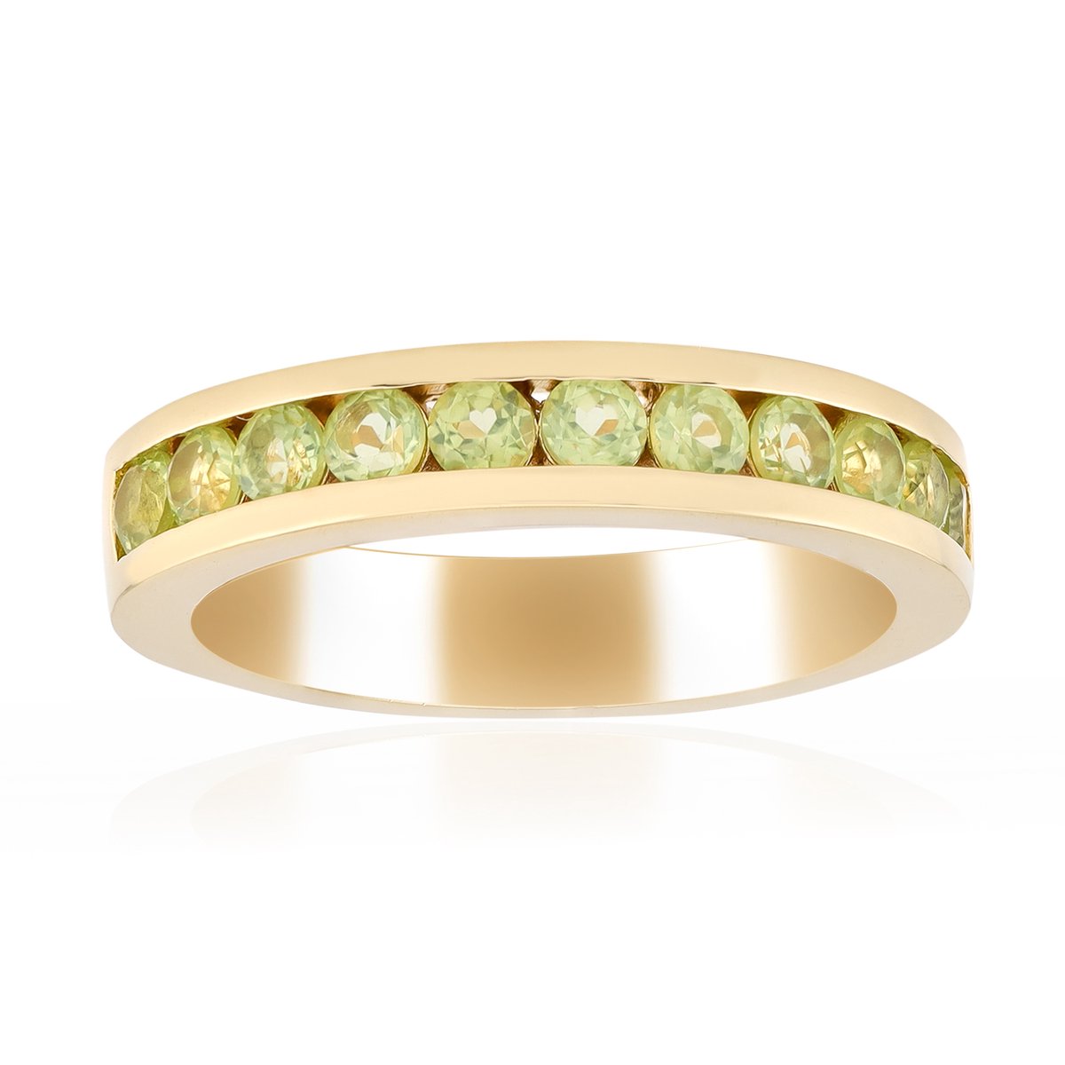 Cavill - Zilveren ring 925 Sterling Verguld - 11 Birmese Peridoots Rond 0,73 Ct - Luxe Groene Edelsteen Ring Dames