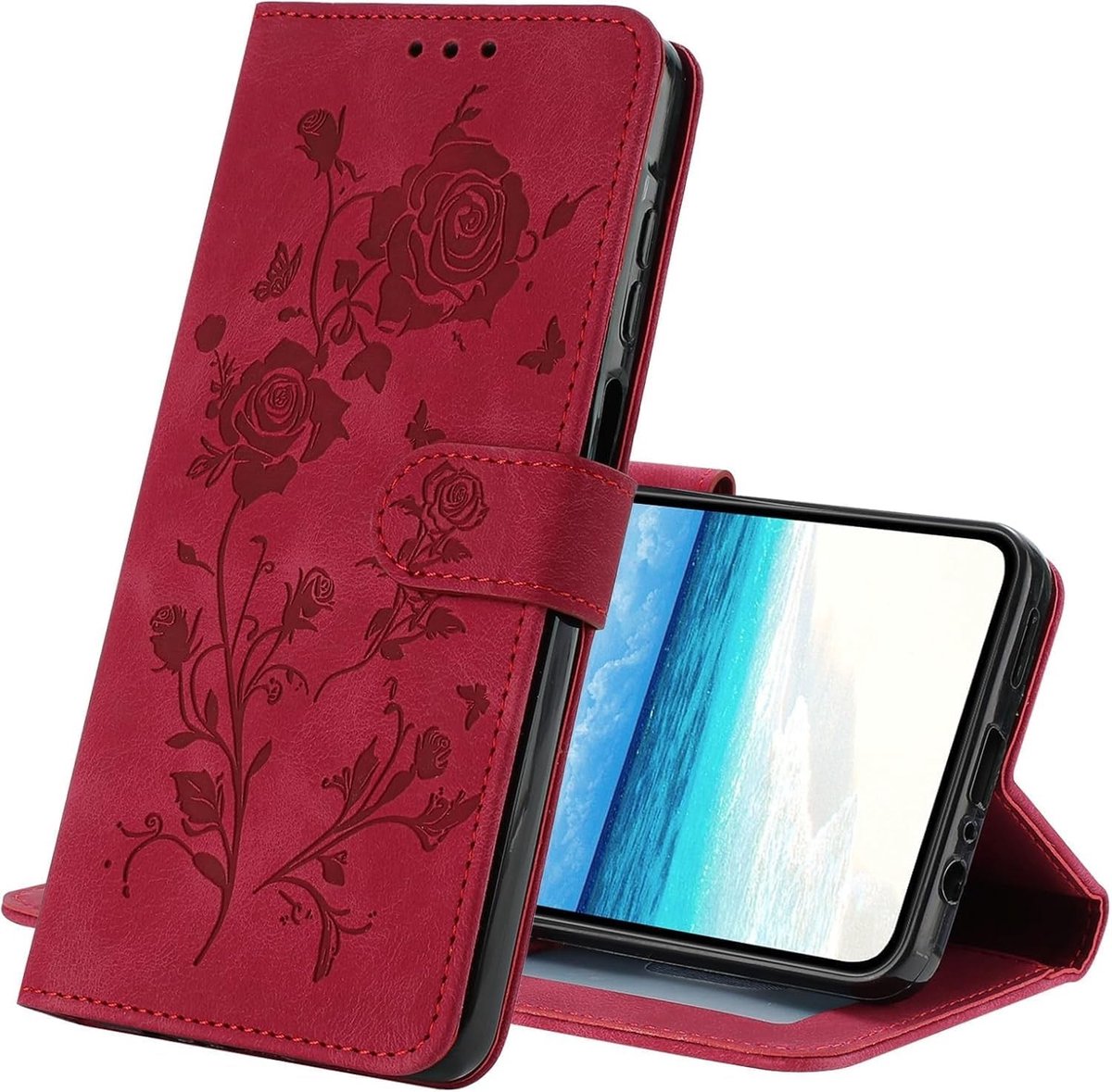 Wallet Case voor Samsung A34 5G - Roze Patroon Flip Case met Kaartsleuven, Magnetische Sluiting en Schokbestendige Bescherming