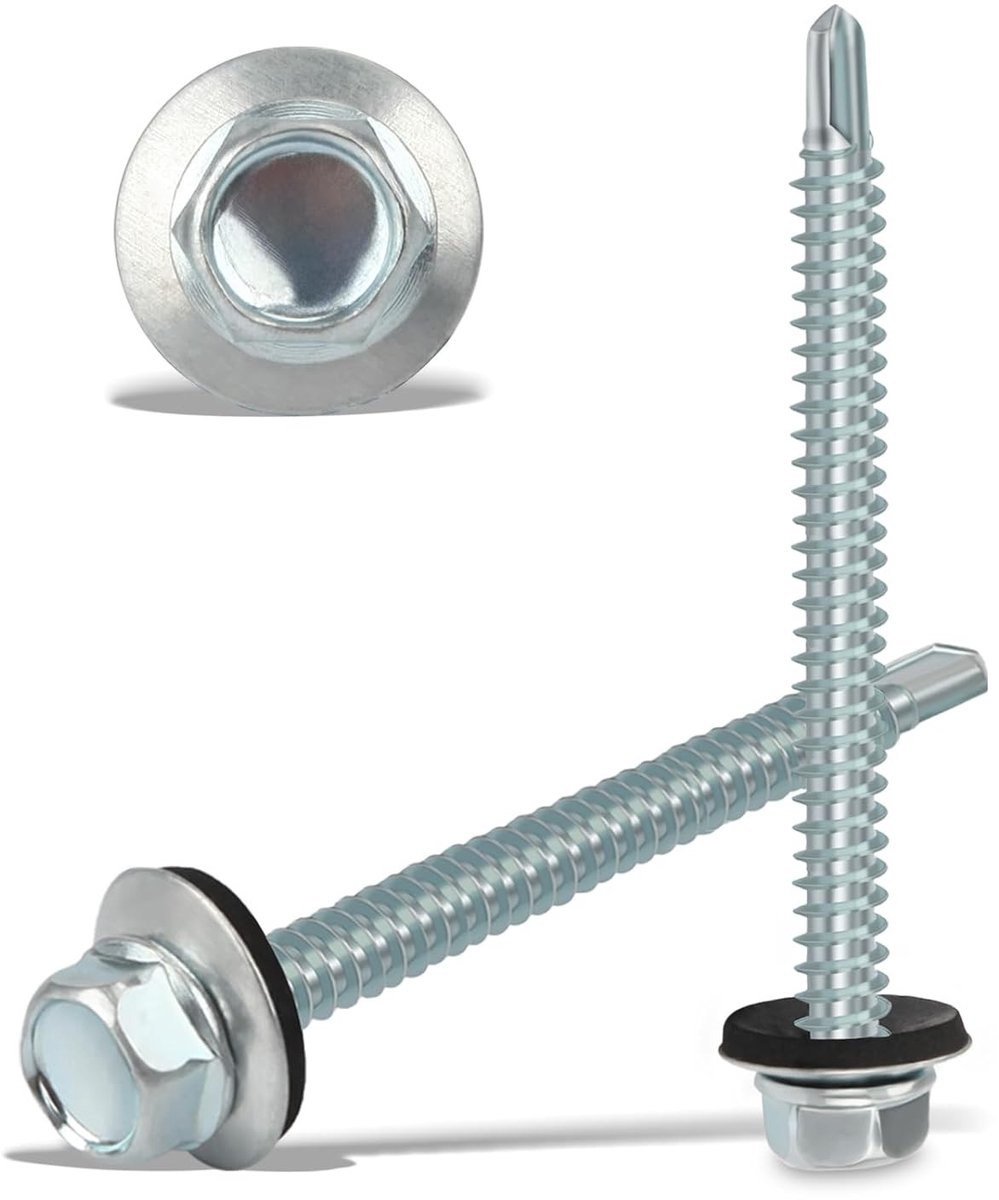 Set van 120 zelftappende schroeven 4.8 x 55 mm met afdichting, voor dakbevestiging en waterdichtheid