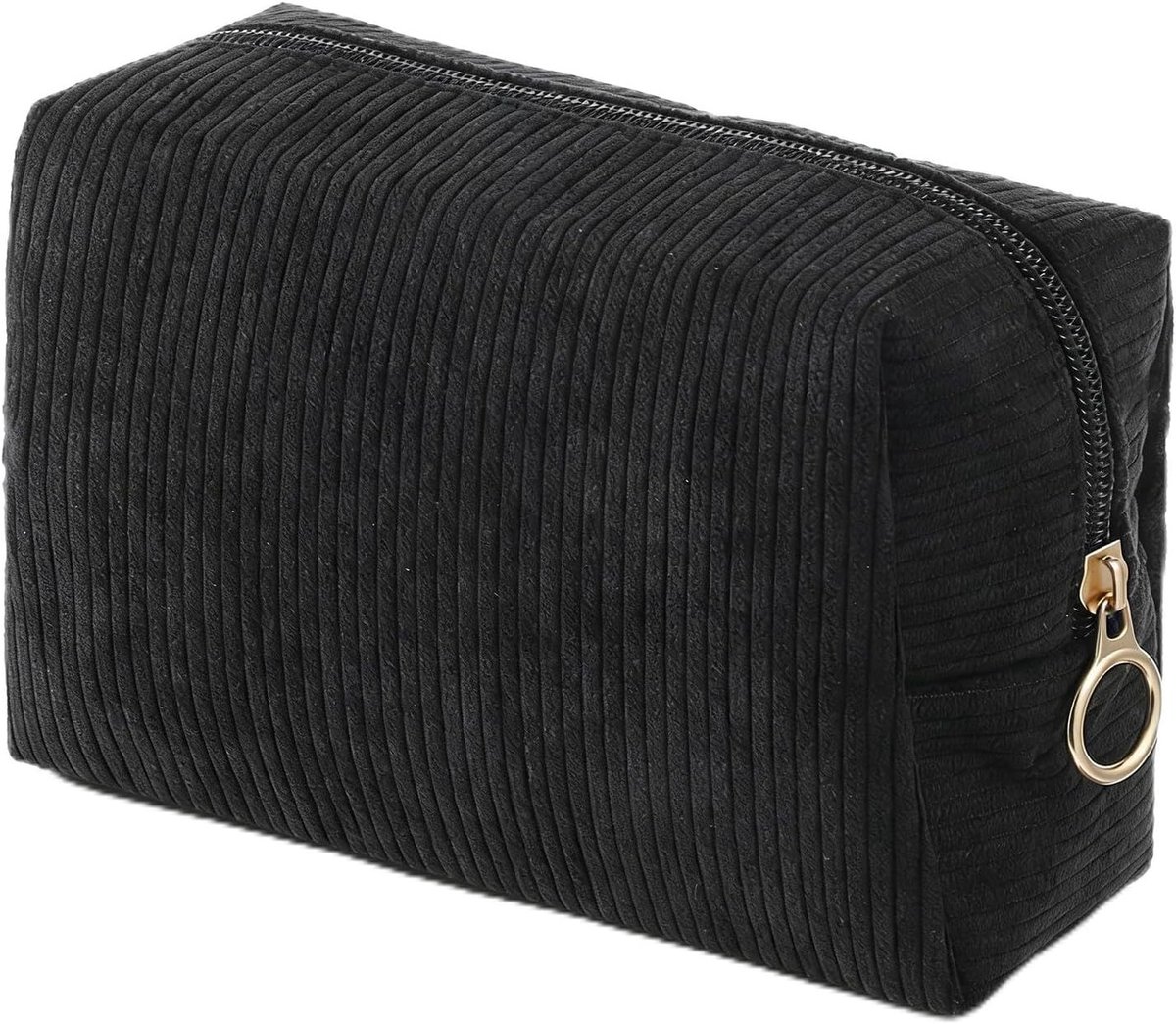 Draagbare Make-up Tas met Rits en Grote Capaciteit voor Vrouwen - Organiser voor Cosmetica, Make-upkwasten en Reizen, Zwart en Stijlvol