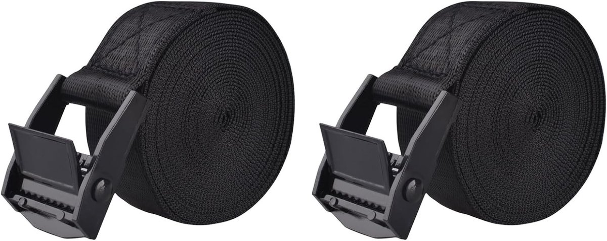 Set van 4 zwarte nylon bagagestraps met verstelbare gespen voor extra veiligheid en comfort