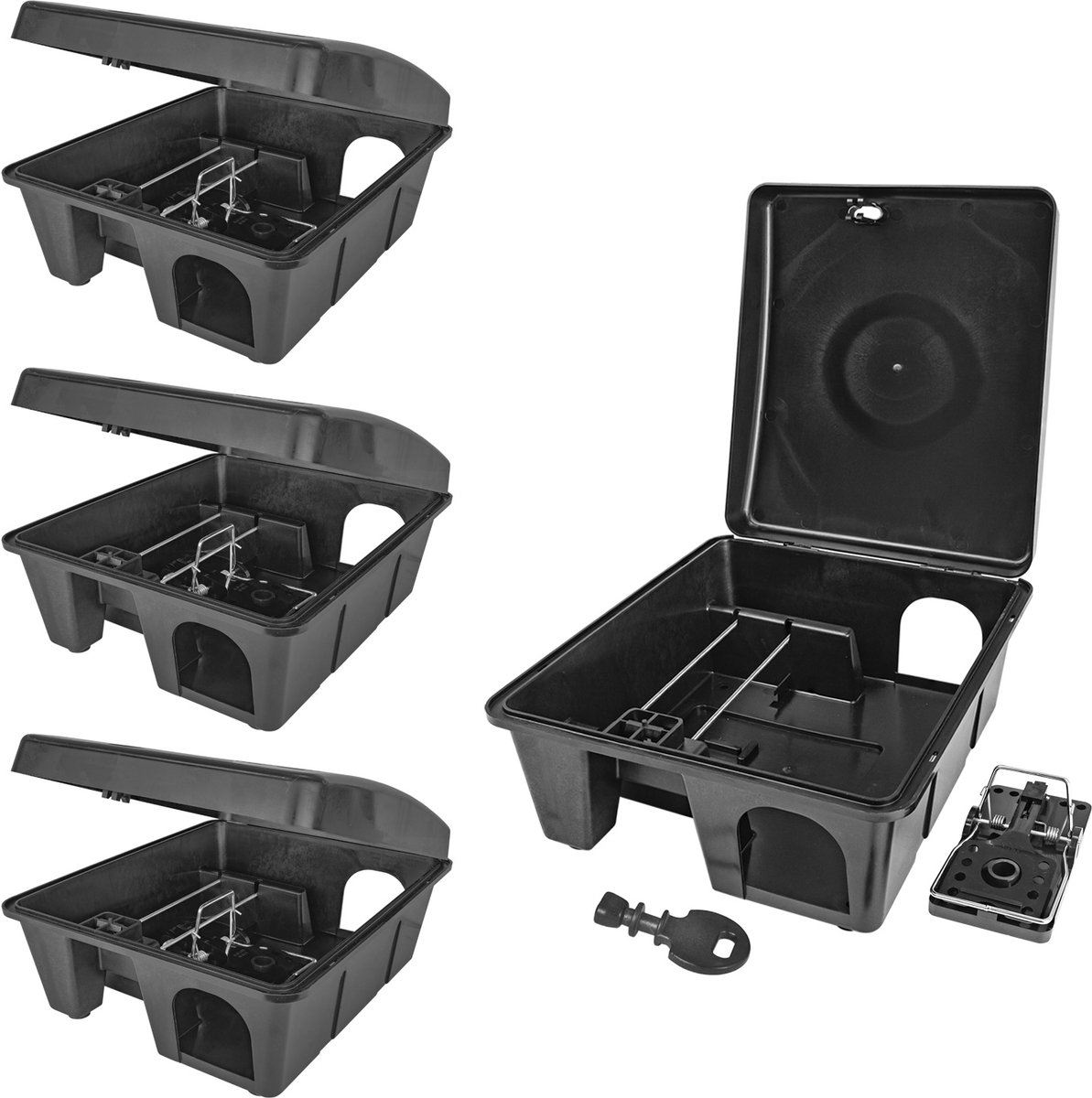 4x Aasstation Ratten Muizen Aasdoos Snap Trap Tuin Muizenval Rattenaas Box Box Rat Trap Ratten Aasstation Kinderhuisdierveilig Aasdoos Cadeau Petigi