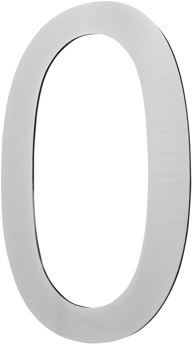 Roestvrijstalen Huisnummer – 20 cm Groot – Nummer 0 – Huisnummerplaat / -bord – Geborstelde afwerking – 2D Arial – V2Aox