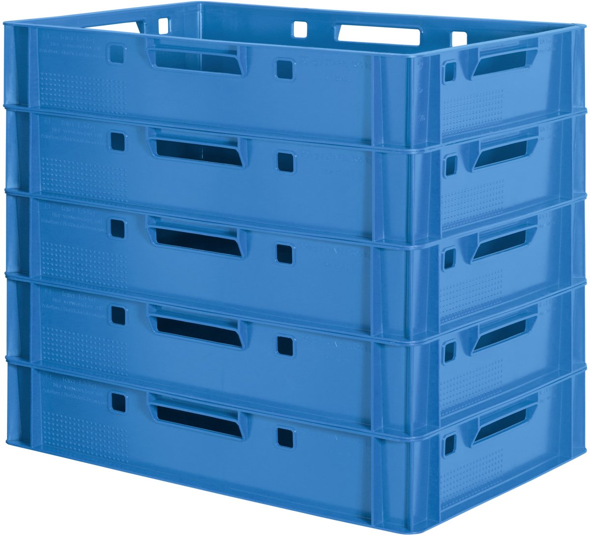 5 E1 Vleeskratten, Blauw, Eurobox, Voedselveilig, Slagerskist, Opbergdoos, Plastic Bak, Stapelbaar, 60 x 40 cm, Kingpower