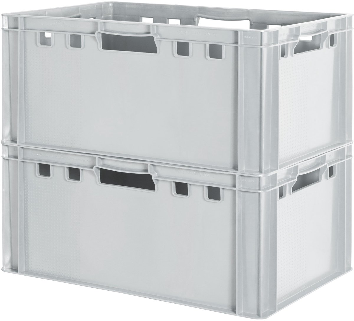 2 E3 Vleeskrat, Voedselveilige Eurobox, Slagerskist, Opbergdoos, Plastic Bak, Stapelbare Opbergkrat, 60 x 40 cm, Grijs, Kingpower