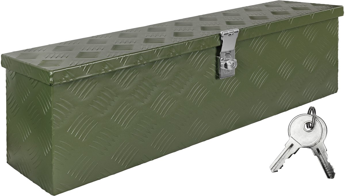 Disselkist groen gereedschapskist vrachtwagenkist aluminium kist aanhangerkist met deksel afsluitbare aluminium kist transportkist gereedschapskist aluminium opbergkist D035 trucky
