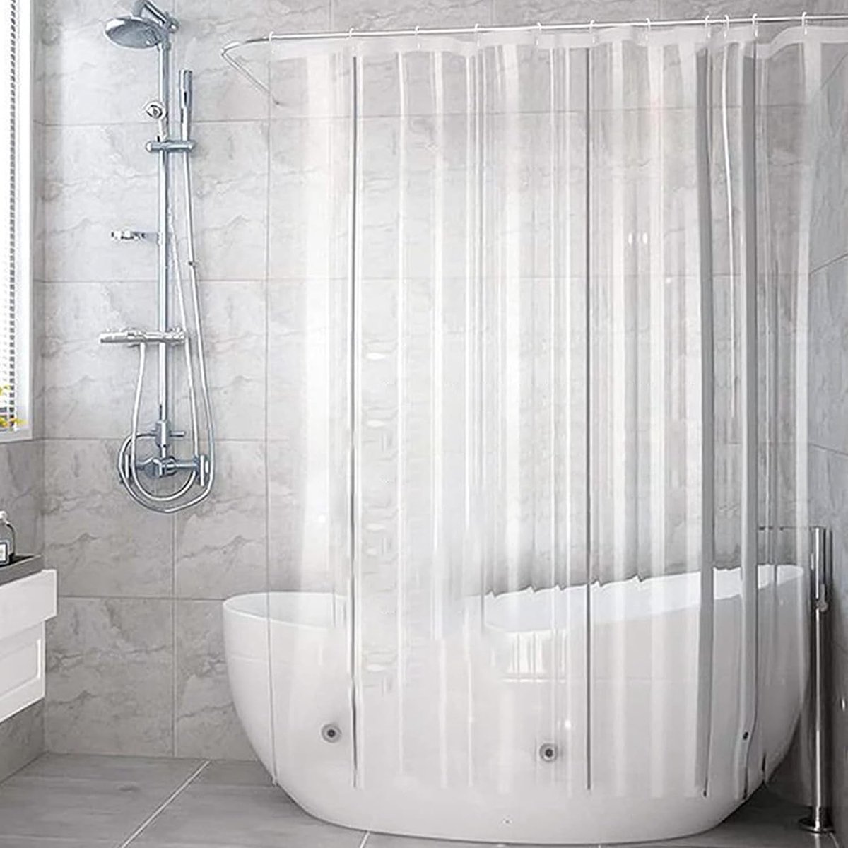 Waterdichte Douchegordijn Transparant met Magneten - Schimmelbestendig en Ideaal voor Badkamer 180x200cm