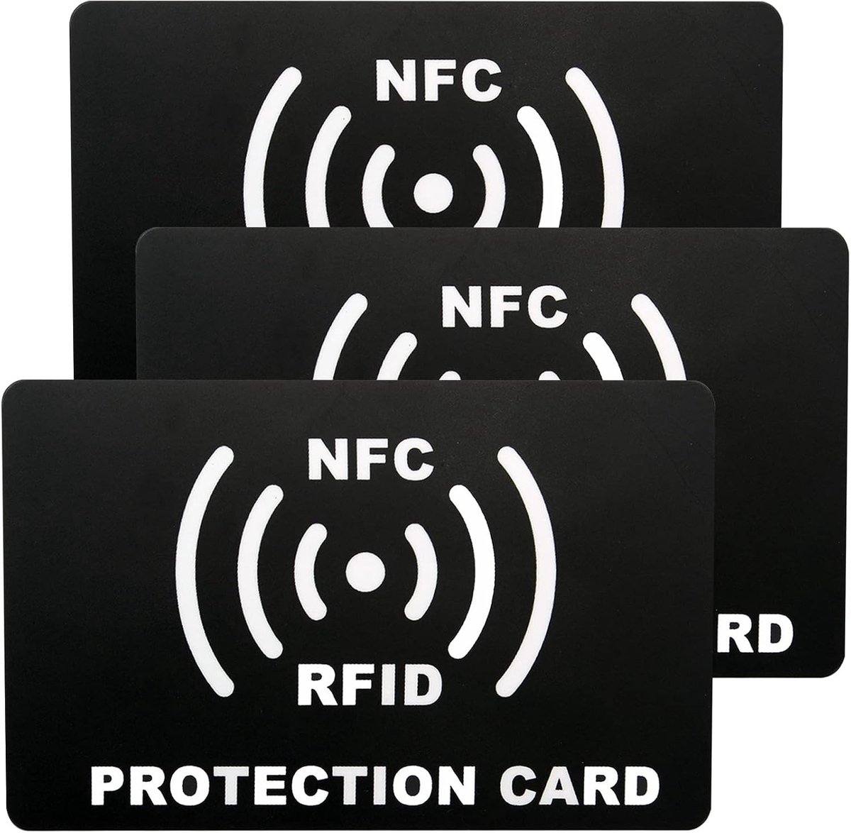 RFID en NFC Blokkerende Kaarten, Set van 3, Bescherming tegen Diefstal, Wallet voor Bankkaarten, Zwart, Veiligheid tegen Ongewenste Scans