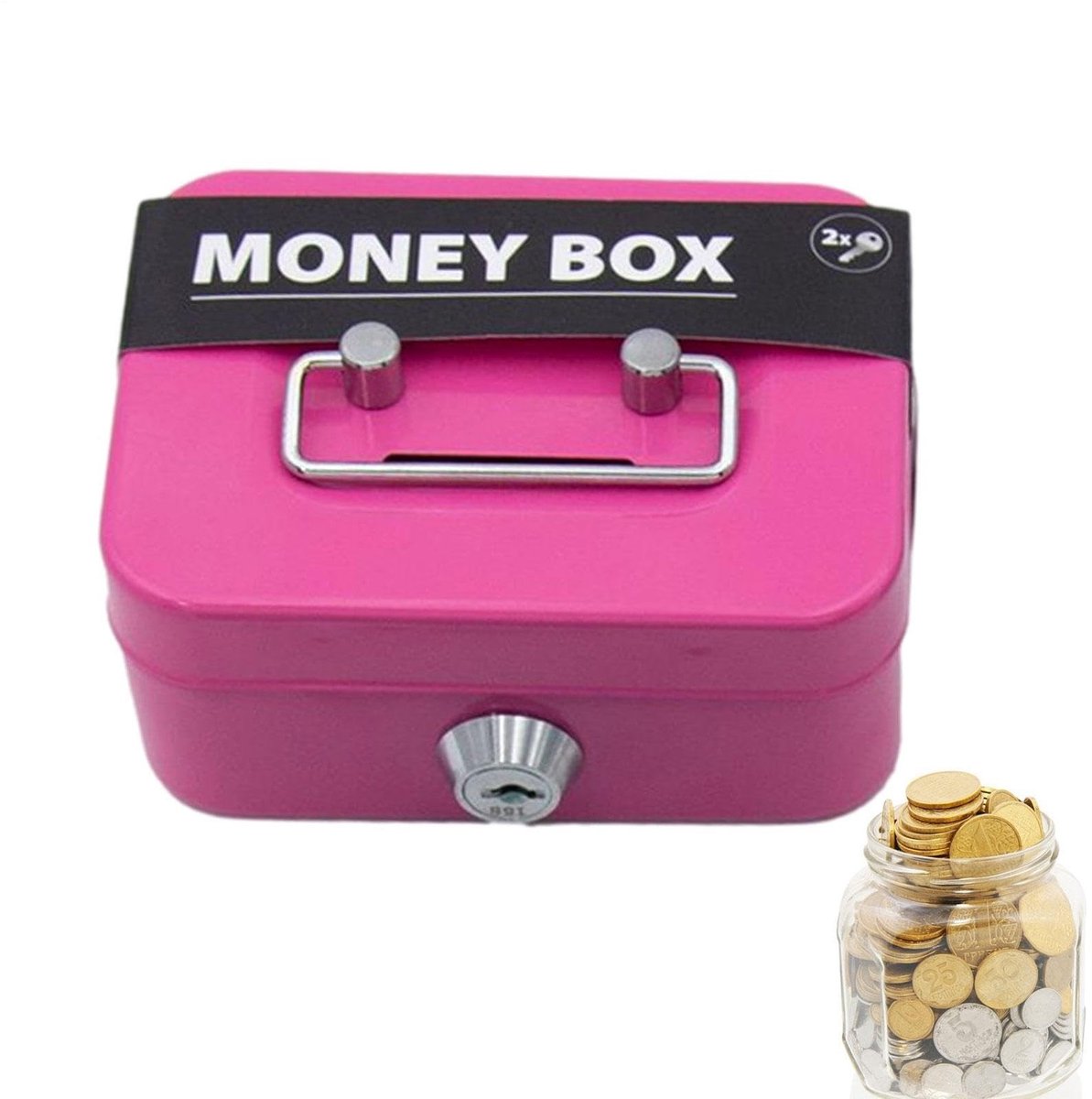 Kleine Geld Lock Box - Met Sleutelvergrendeling - Roze