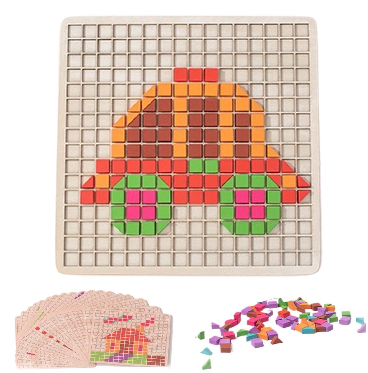 Houten Puzzels Kleurblokken - 210 Stuks Geometrisch