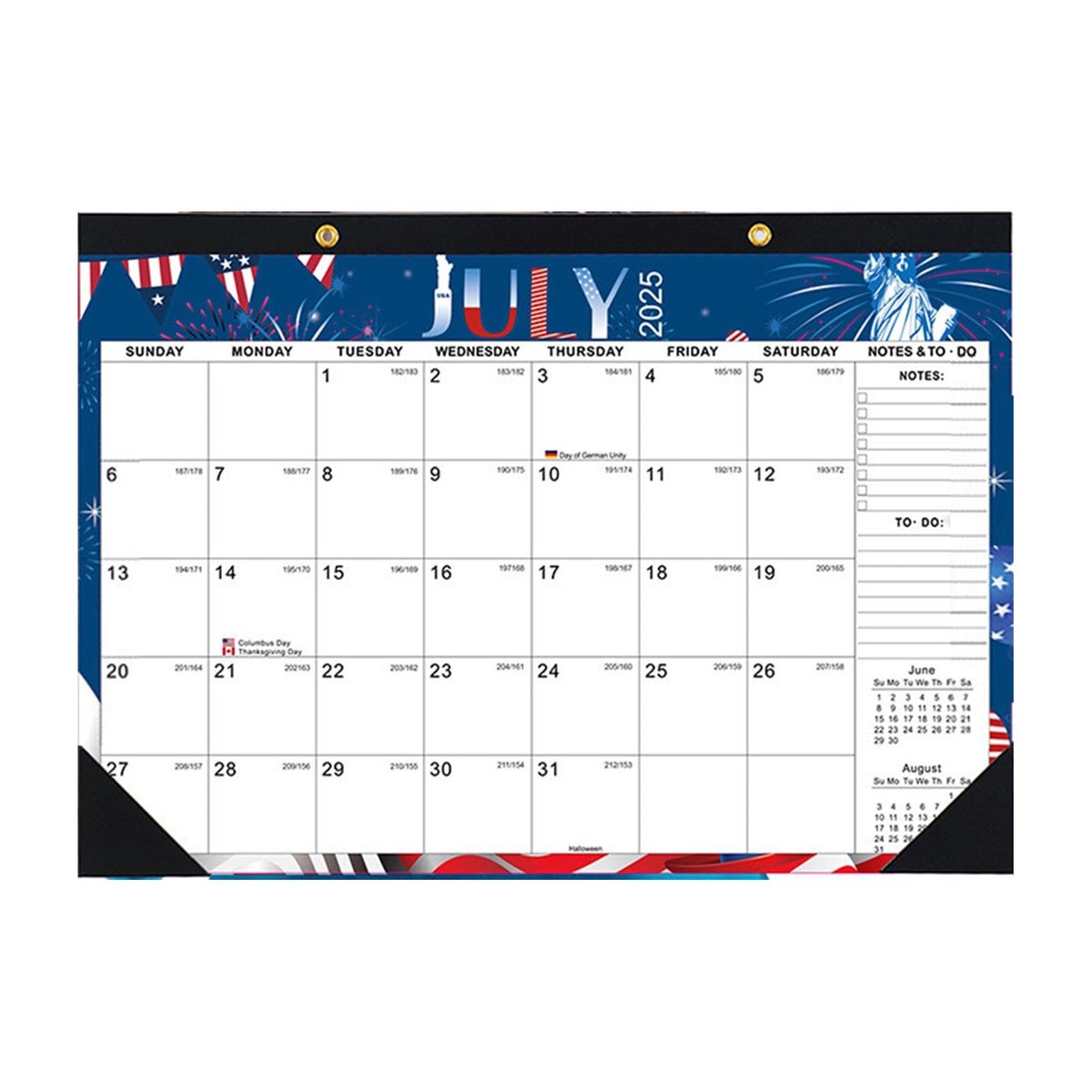 Wandkalender 2024-2025 met takenlijst en notities