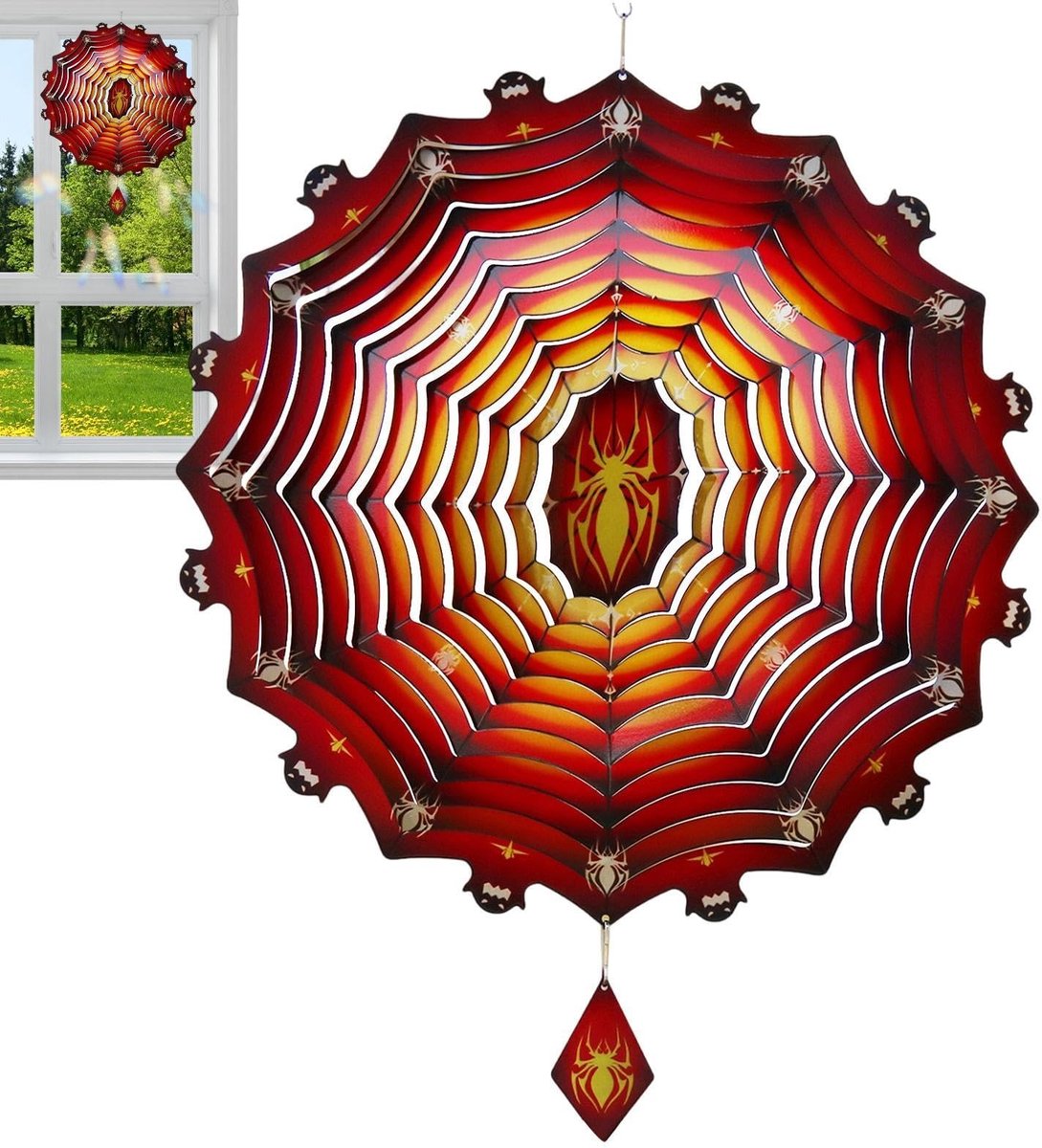Windspinner Halloween - Roestvrijstalen Spinnenornament 30 cm