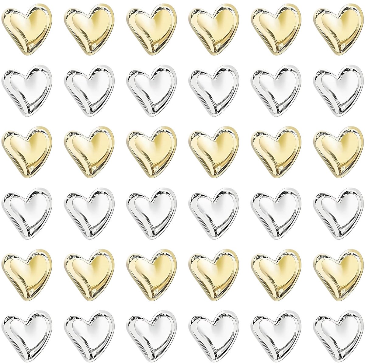 36 Stuks Hartvormige Magneetjes - Goud en Zilver