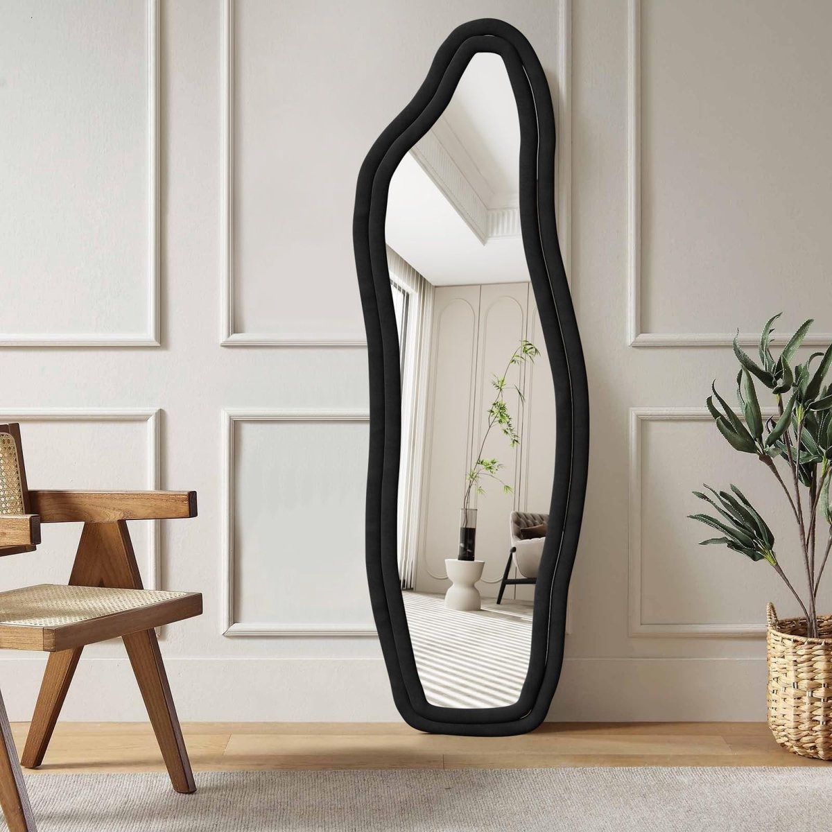 Irreguliere Staande Spiegel - 140x45cm in Zwart