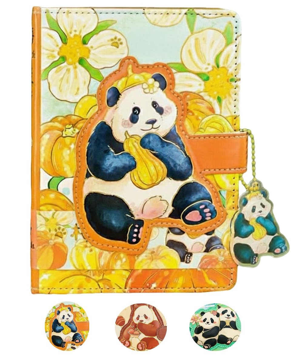 Notebook B6 - Schattige panda illustraties - Geel