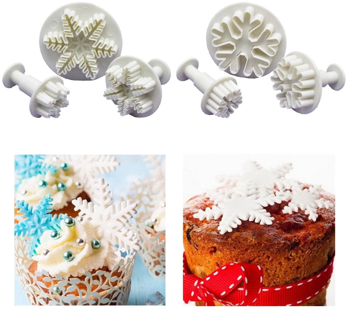 6 Stuks Sneeuwvlok Uitsteekvormen voor Taarten - Voor Decoratie van Cookies