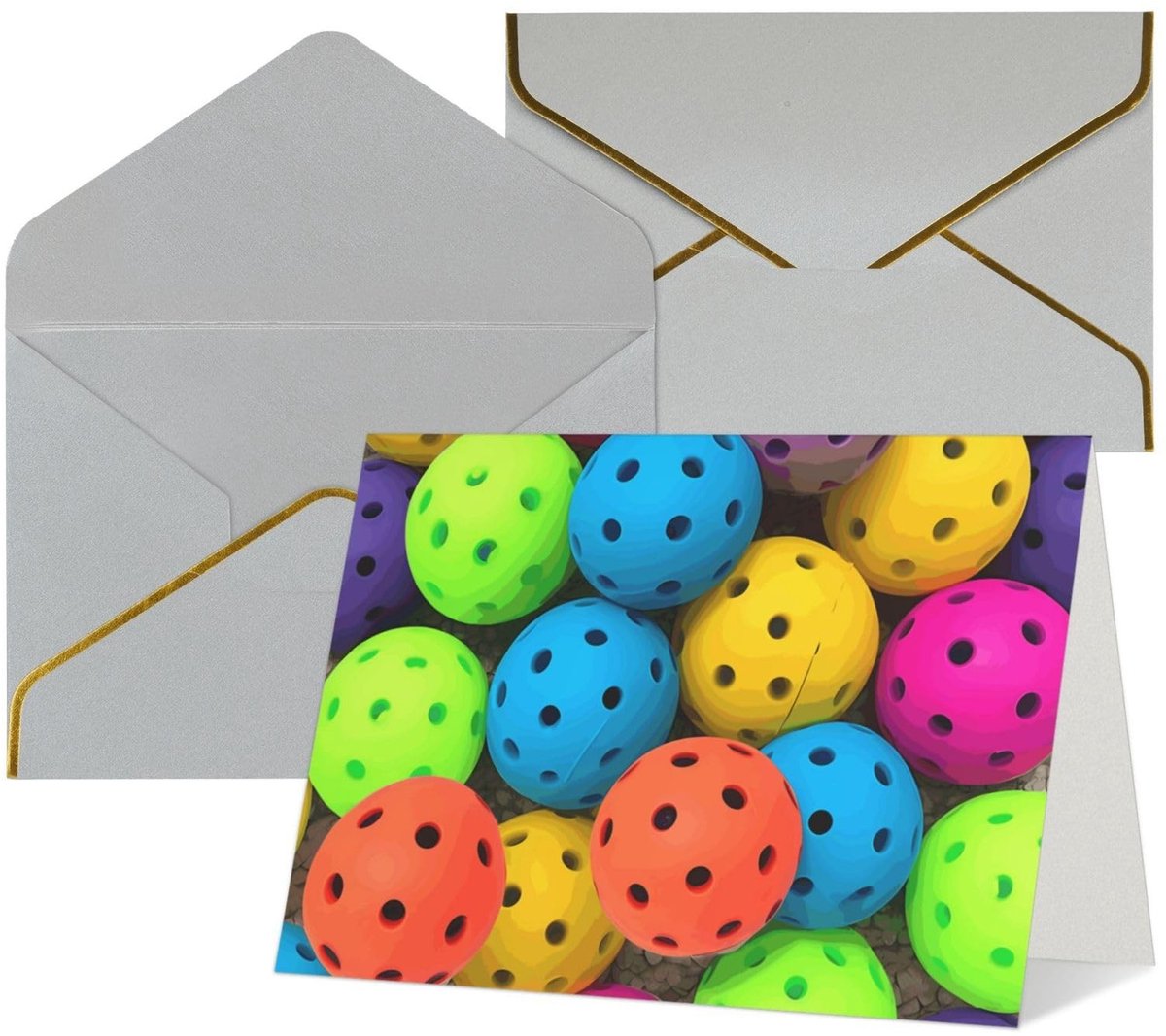 Verjaardagskaarten met enveloppen - Ballen kleuren patroon - Lichtgrijs